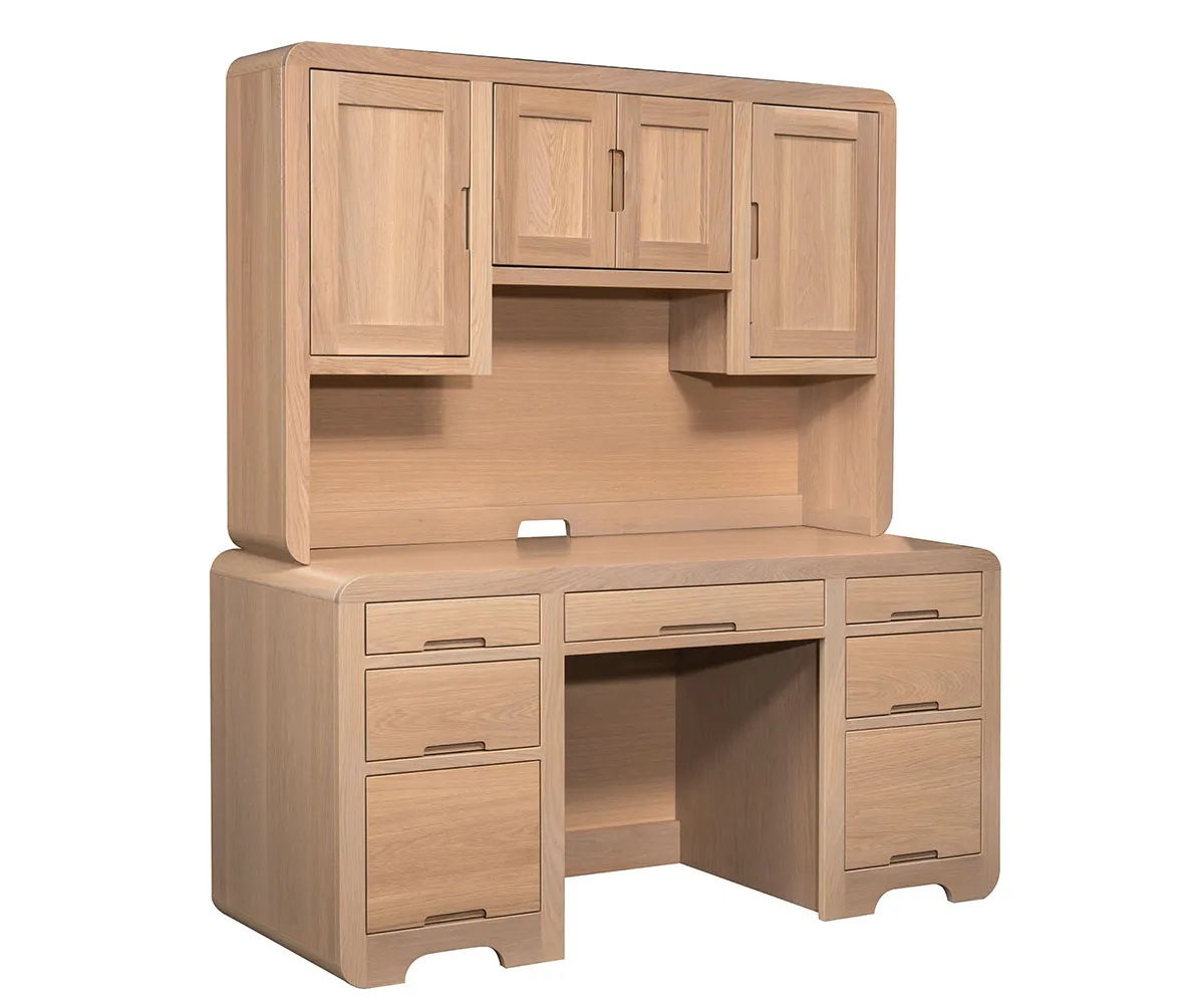 Europa Double Pedestal Desk With Hutch