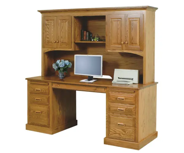 Traditional Double Pedestal Desk & Hutch