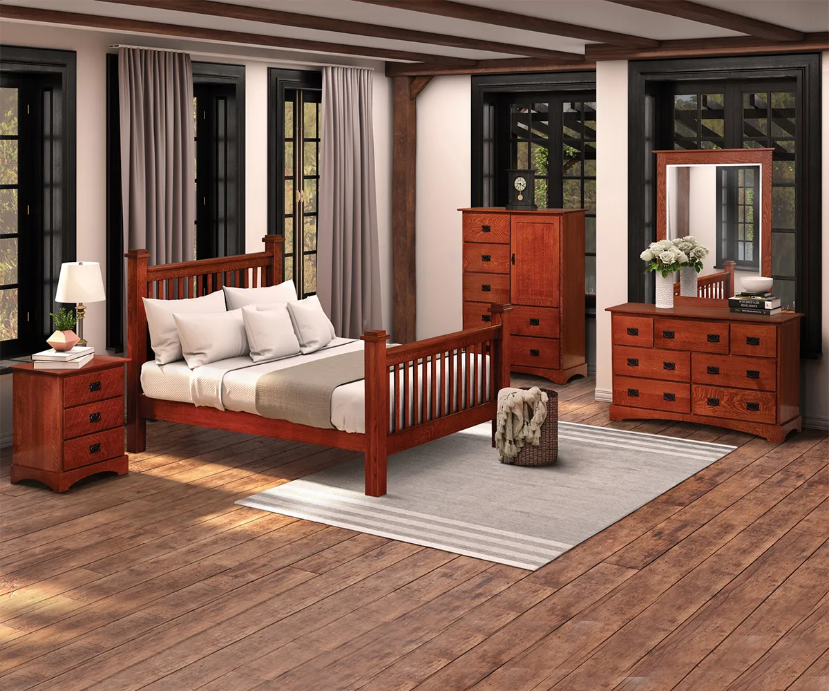 Old English Mission Slat Bed - Image 2